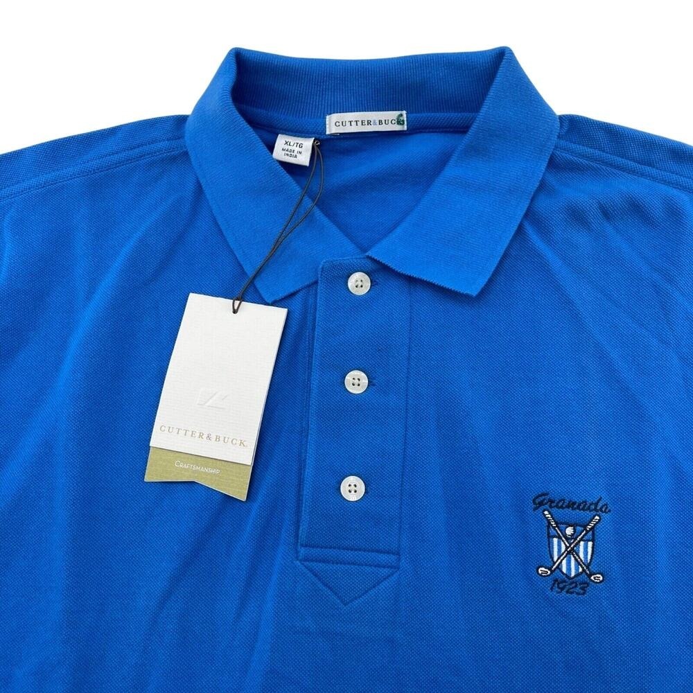 New‎ Cutter & Buck Polo XL Blue Pique Cotton Granada 1923 Golf Coral Gables FL